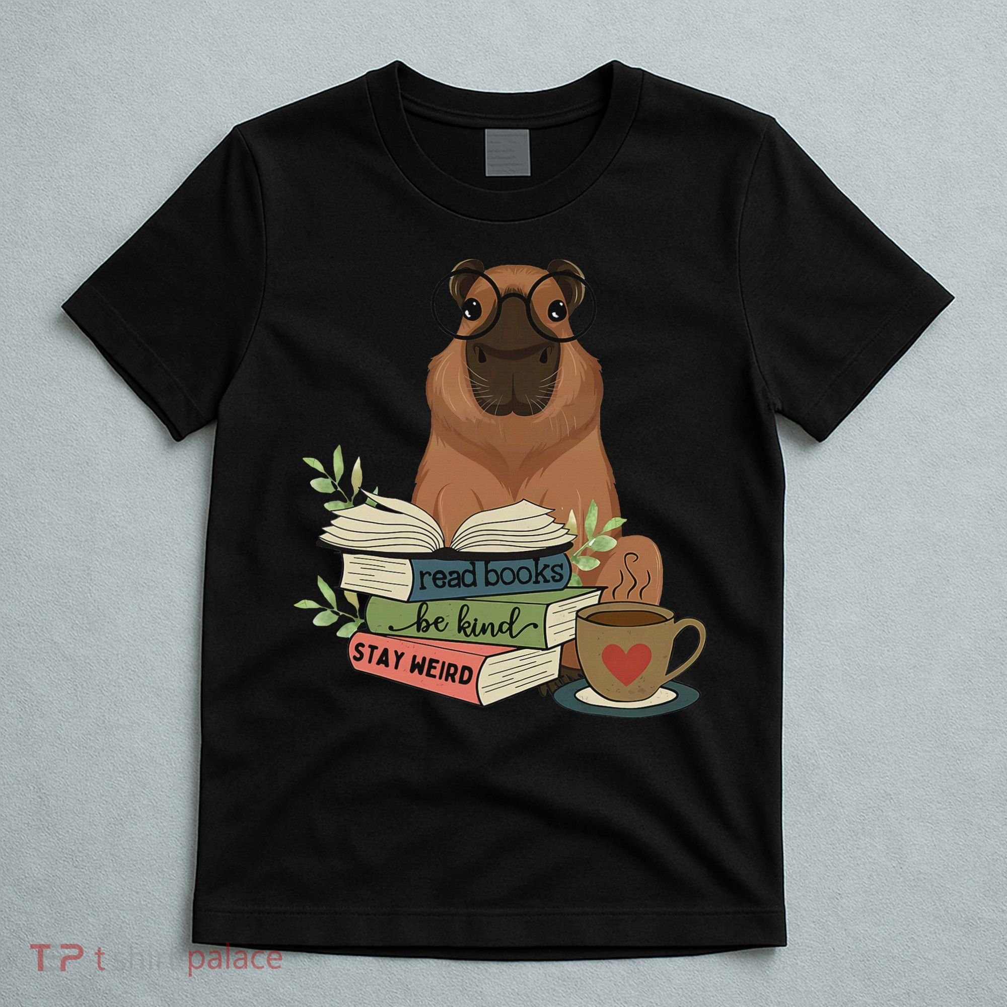 Capybara Glasses Reading Books Capybara Nerd Bookworm T-Shirt