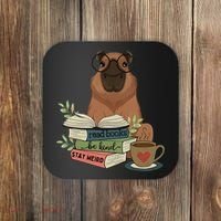 Capybara Glasses Reading Books Capybara Nerd Bookworm Coaster thumb 0