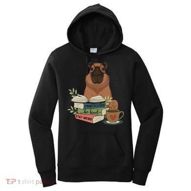 Capybara Glasses Reading Books Capybara Nerd Bookworm Women's Hoodie