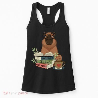 Capybara Glasses Reading Books Capybara Nerd Bookworm Women's Tank Top