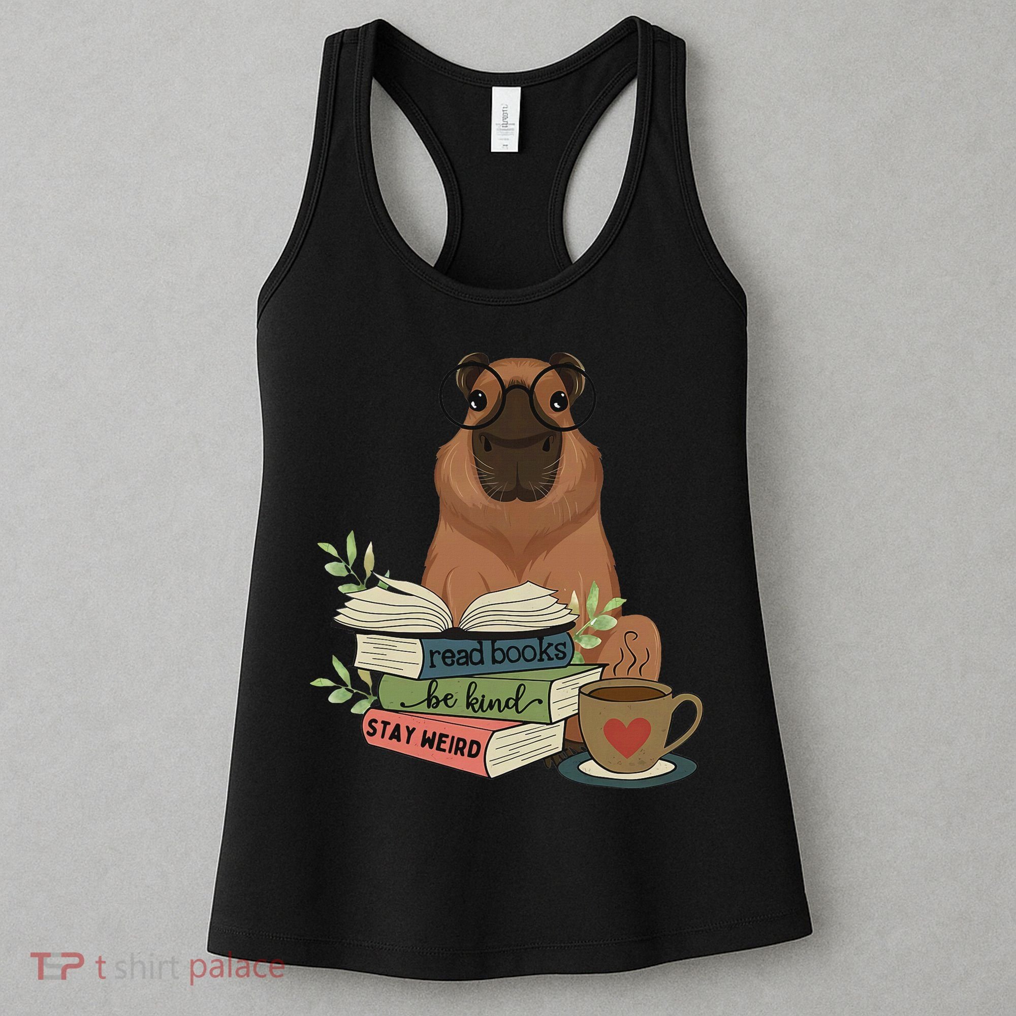 Capybara Glasses Reading Books Capybara Nerd Bookworm Women's Tank Top