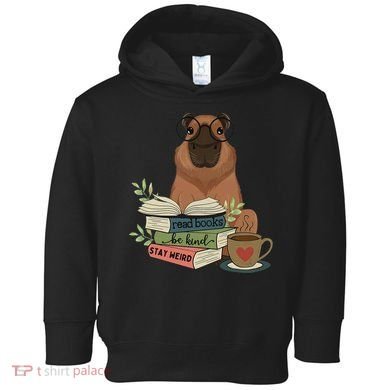 Capybara Glasses Reading Books Capybara Nerd Bookworm Toddler Hoodie