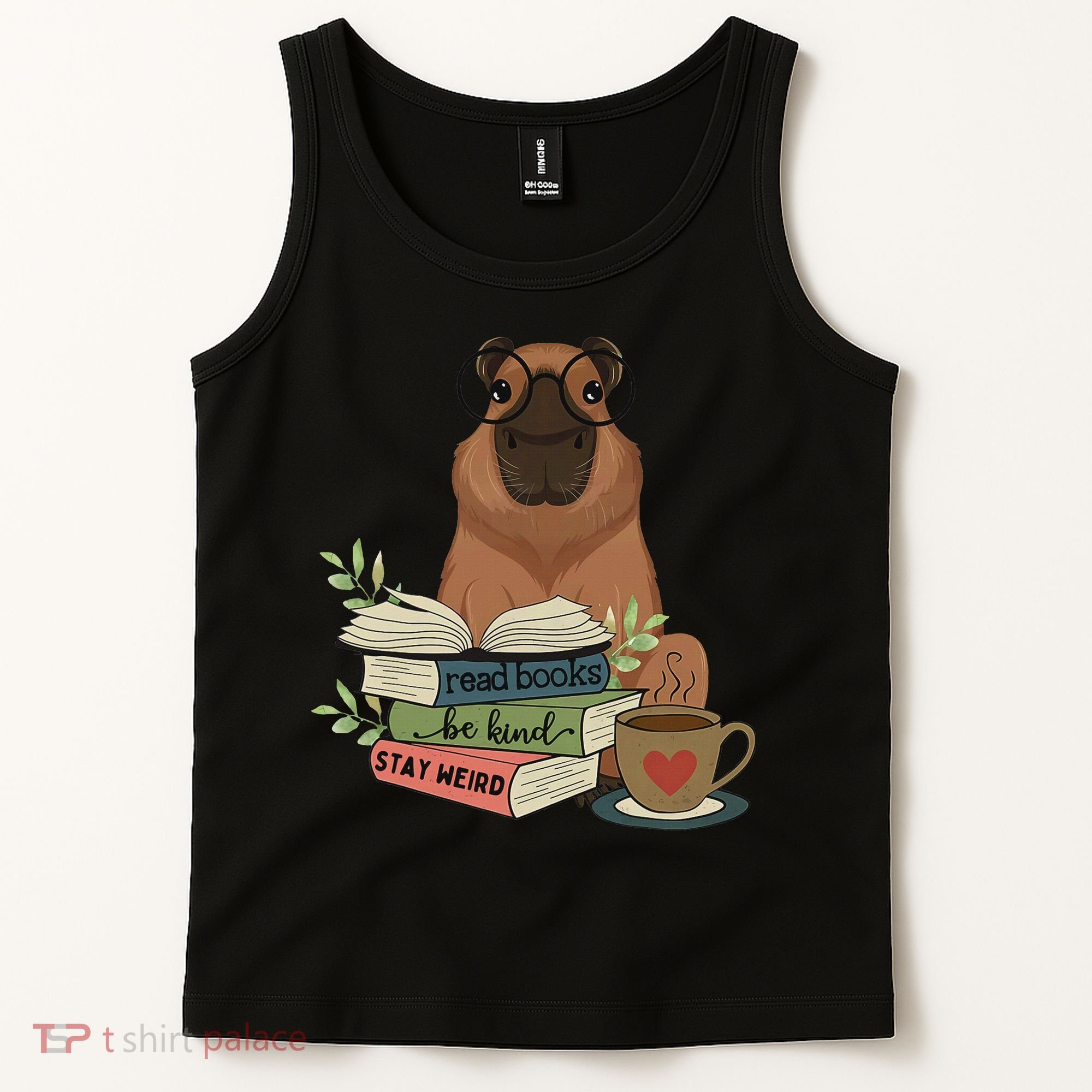 Capybara Glasses Reading Books Capybara Nerd Bookworm Tank Top