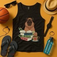Capybara Glasses Reading Books Capybara Nerd Bookworm Tank Top thumb 4