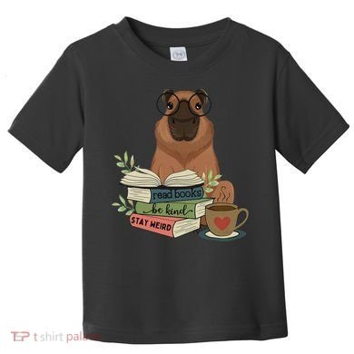 Capybara Glasses Reading Books Capybara Nerd Bookworm Toddler T-Shirt