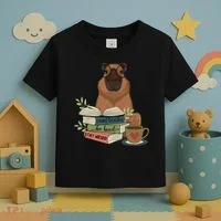 Capybara Glasses Reading Books Capybara Nerd Bookworm Toddler T-Shirt thumb 3