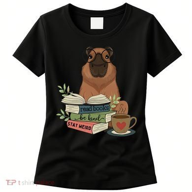 Capybara Glasses Reading Books Capybara Nerd Bookworm Women's T-Shirt