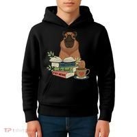 Capybara Glasses Reading Books Capybara Nerd Bookworm Kids Hoodie thumb 4