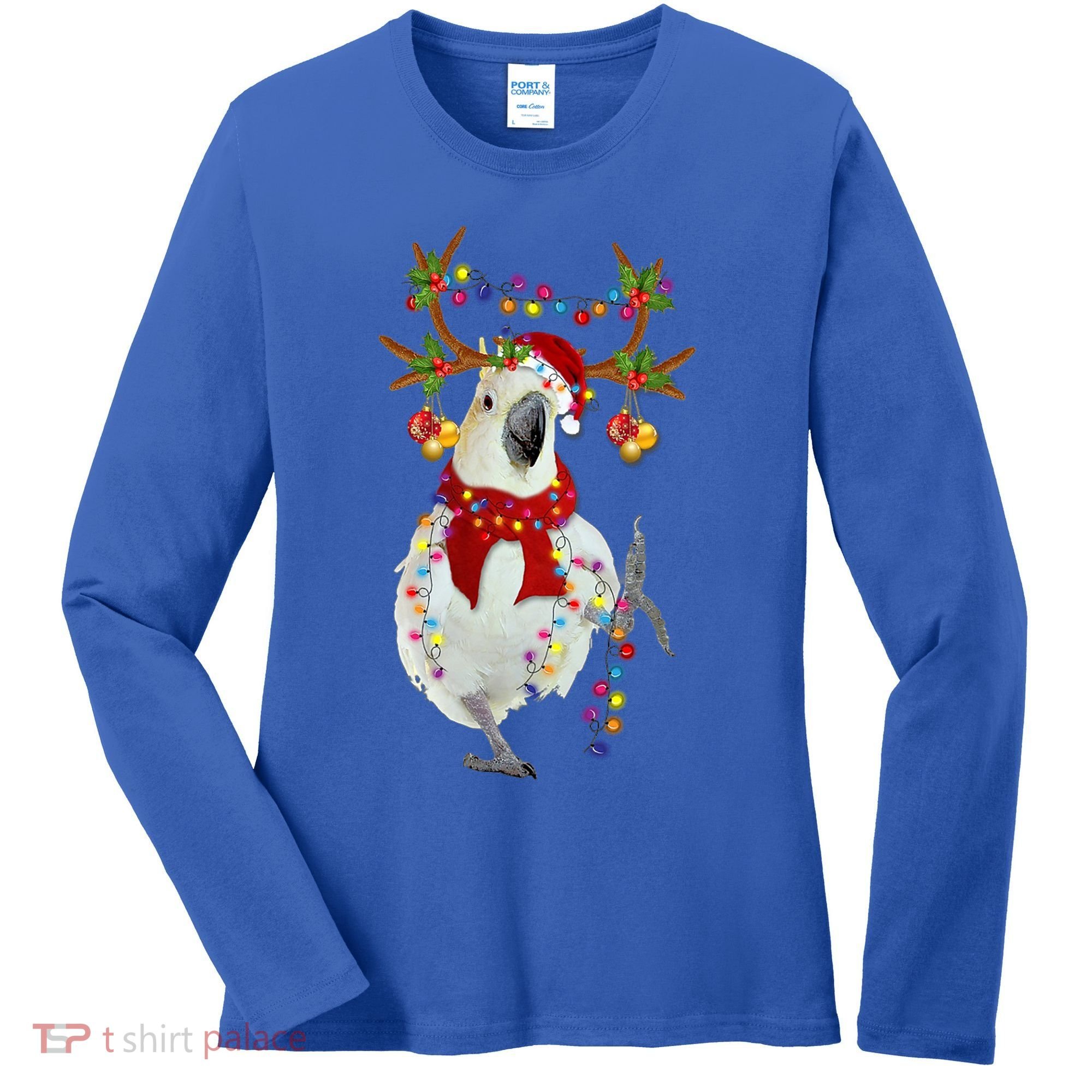 Cockatoo Gorgeous Reindeer Christmas Tree Light Xmas Cute Gift Women's Long Sleeve Shirt