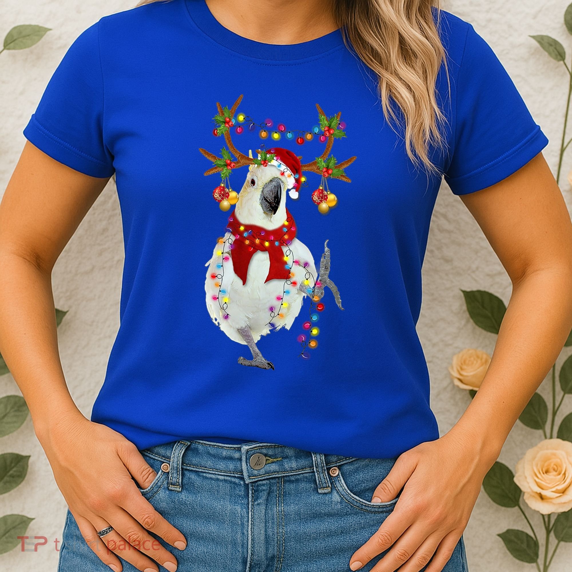Cockatoo Gorgeous Reindeer Christmas Tree Light Xmas Cute Gift Women's T-Shirt