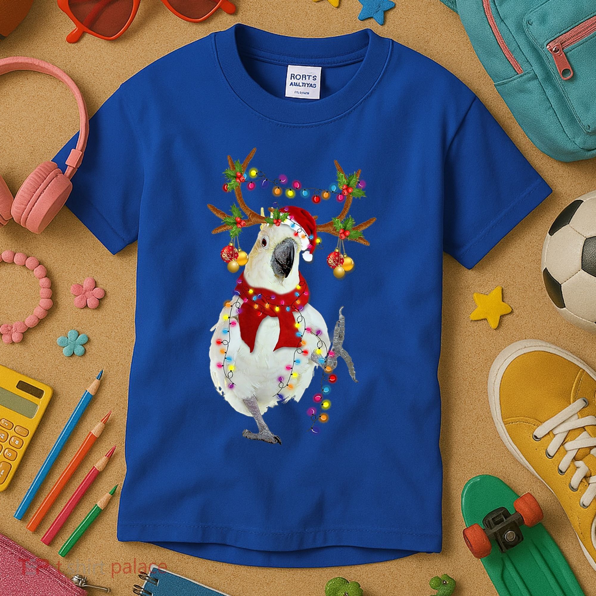 Cockatoo Gorgeous Reindeer Christmas Tree Light Xmas Cute Gift Kids T-Shirt