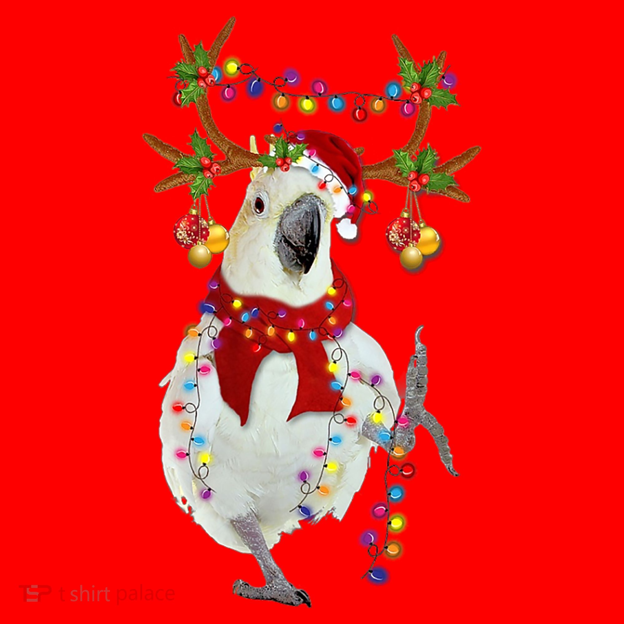 Cockatoo Gorgeous Reindeer Christmas Tree Light Xmas Cute Gift Santa Hat