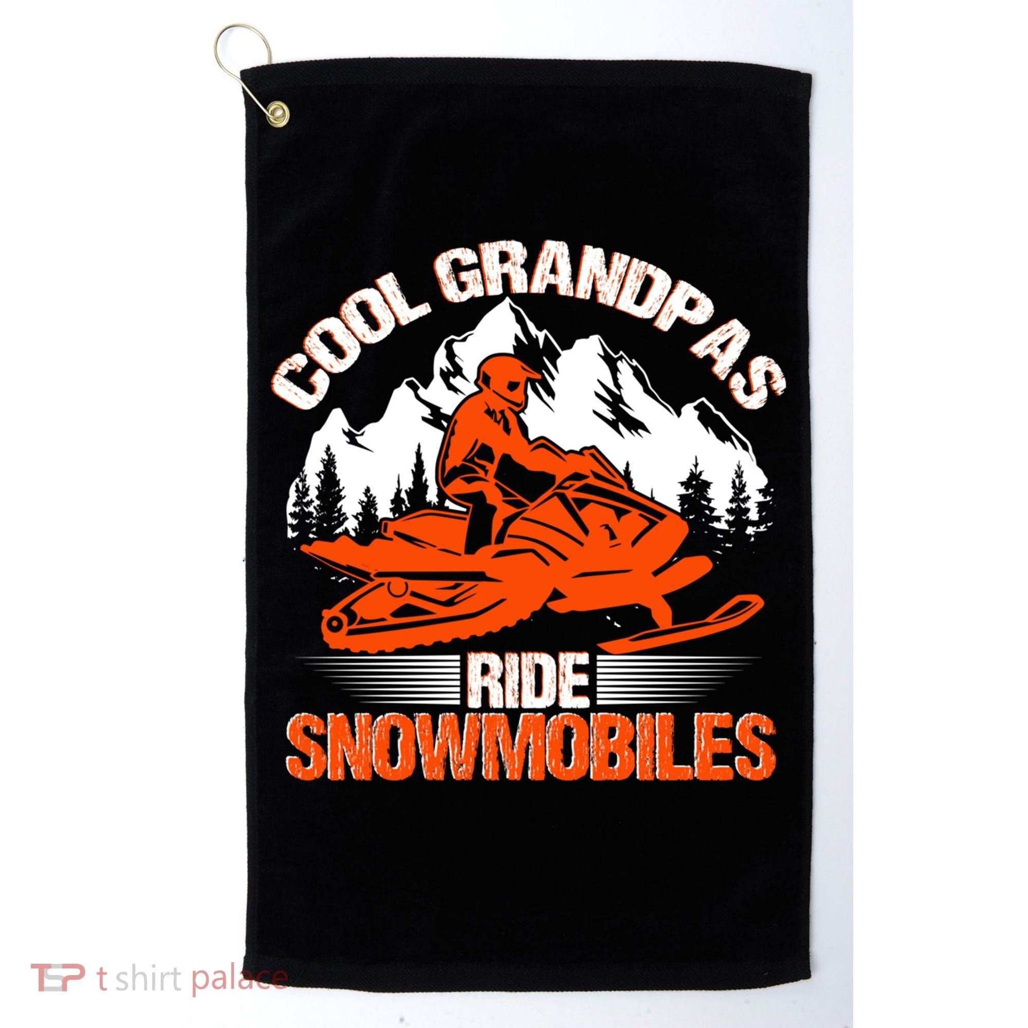 Cool Grandpas Ride Snowmobiles Funny Snowmobile Dad Grandpa Gift Golf Towel