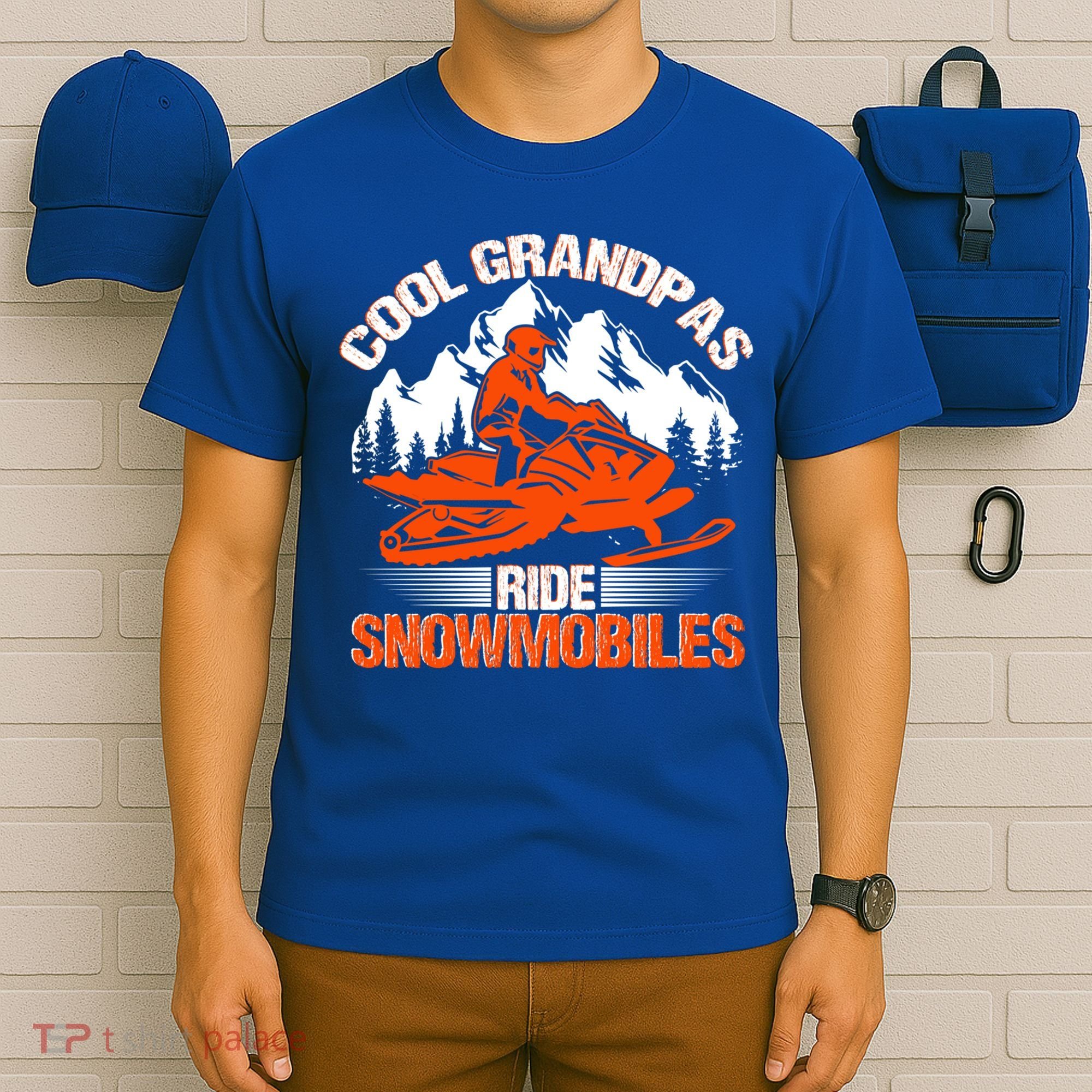 Cool Grandpas Ride Snowmobiles Funny Snowmobile Dad Grandpa Gift T-Shirt