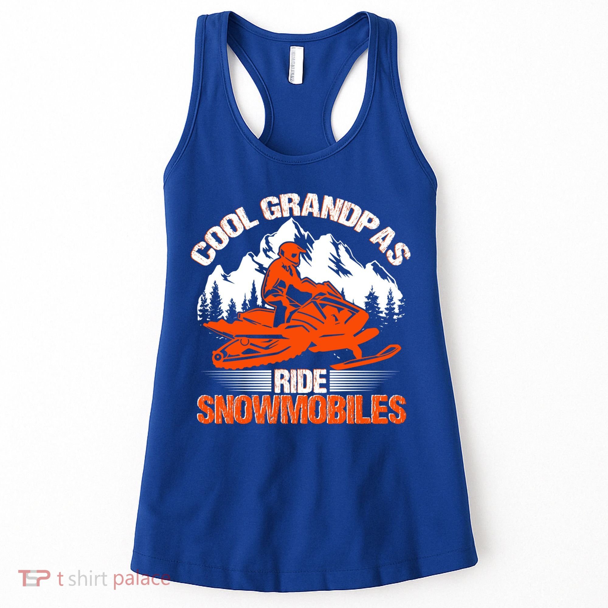 Cool Grandpas Ride Snowmobiles Funny Snowmobile Dad Grandpa Gift Women's Tank Top