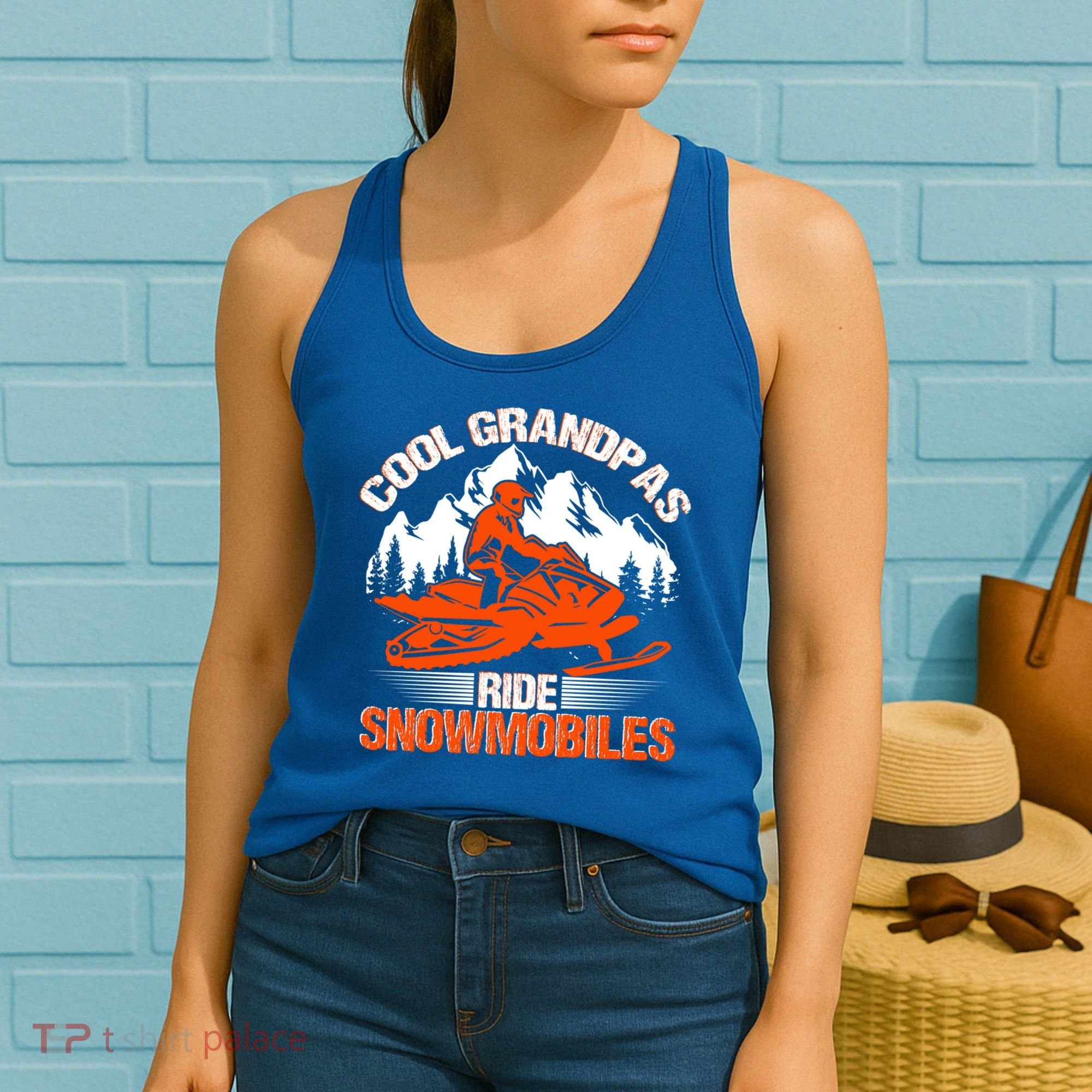 Cool Grandpas Ride Snowmobiles Funny Snowmobile Dad Grandpa Gift Women's Tank Top