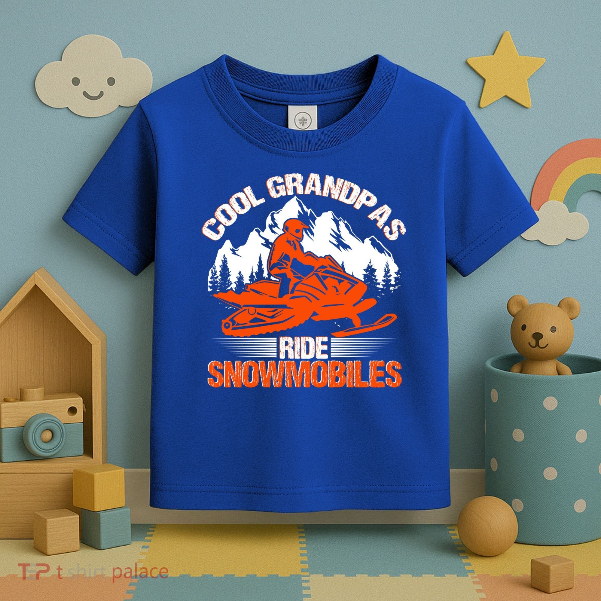 Cool Grandpas Ride Snowmobiles Funny Snowmobile Dad Grandpa Gift Toddler T-Shirt