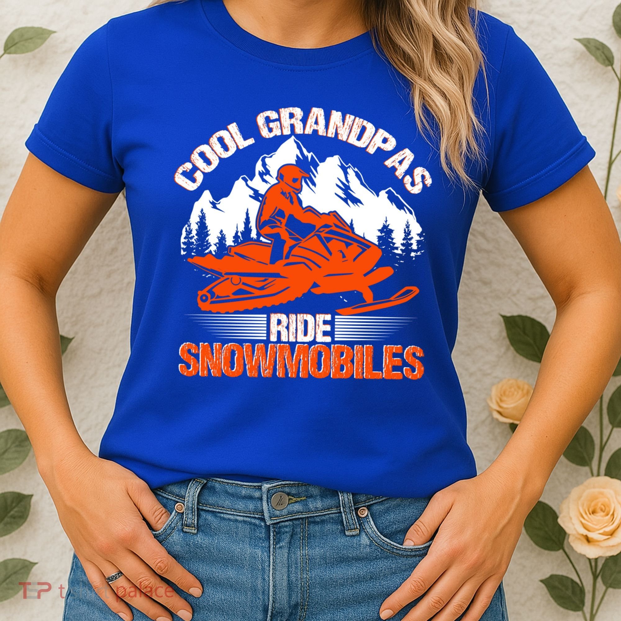 Cool Grandpas Ride Snowmobiles Funny Snowmobile Dad Grandpa Gift Women's T-Shirt