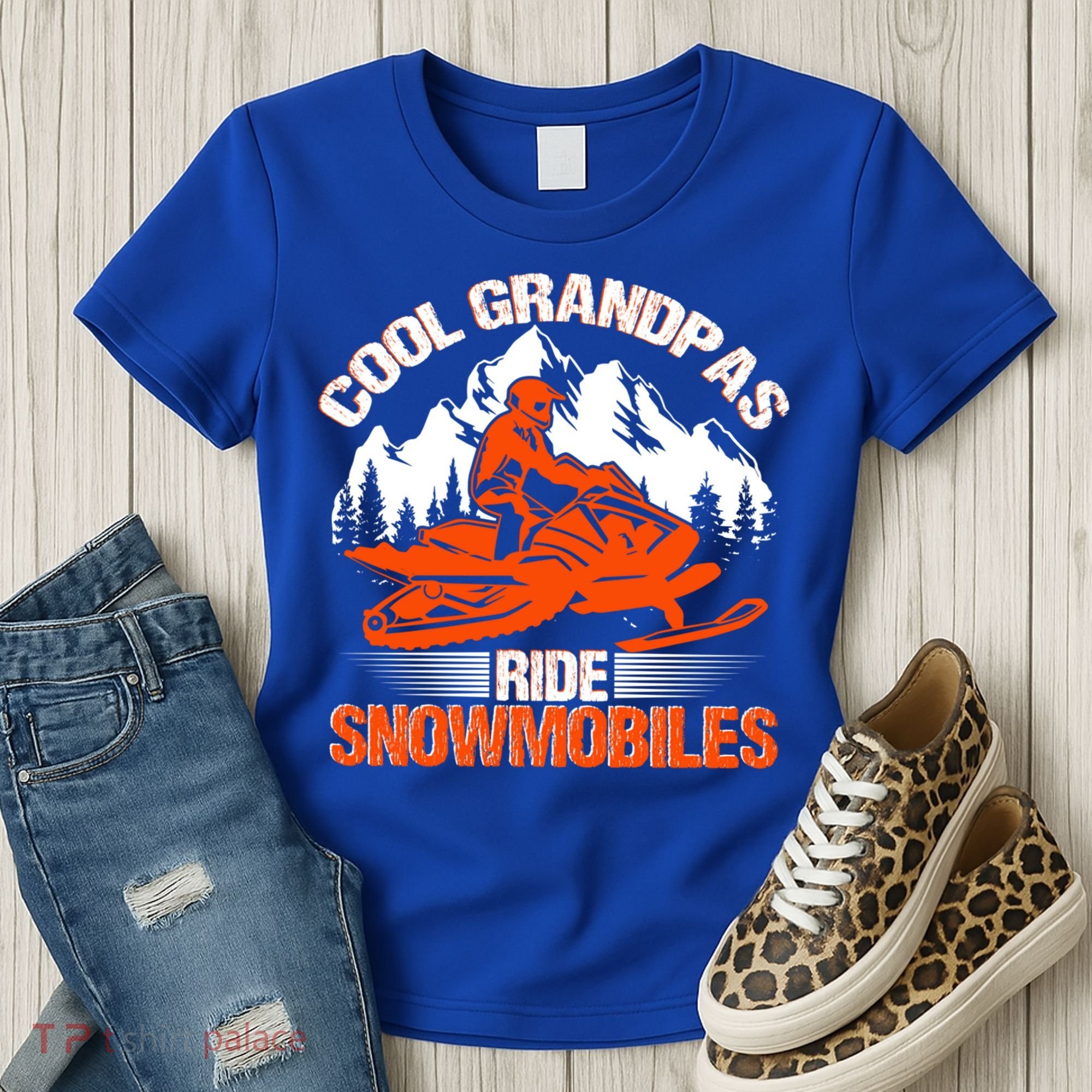 Cool Grandpas Ride Snowmobiles Funny Snowmobile Dad Grandpa Gift Women's T-Shirt