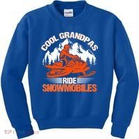 Cool Grandpas Ride Snowmobiles Funny Snowmobile Dad Grandpa Gift Kids Sweatshirt thumb 0