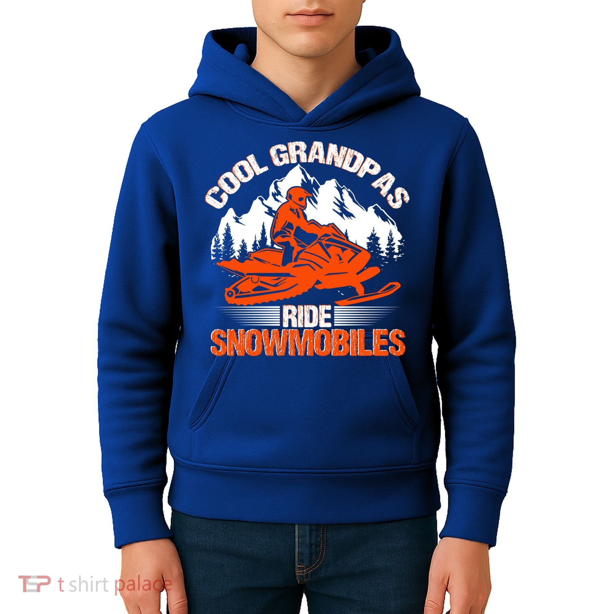 Cool Grandpas Ride Snowmobiles Funny Snowmobile Dad Grandpa Gift Kids Hoodie