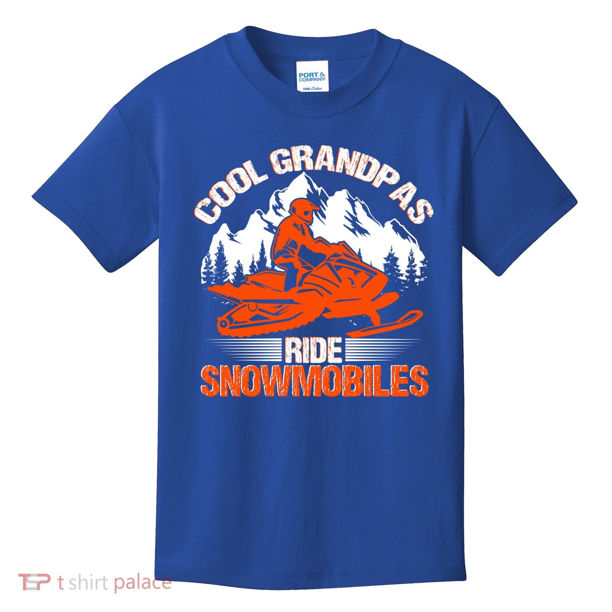Cool Grandpas Ride Snowmobiles Funny Snowmobile Dad Grandpa Gift Kids T-Shirt