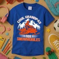 Cool Grandpas Ride Snowmobiles Funny Snowmobile Dad Grandpa Gift Kids T-Shirt thumb 3