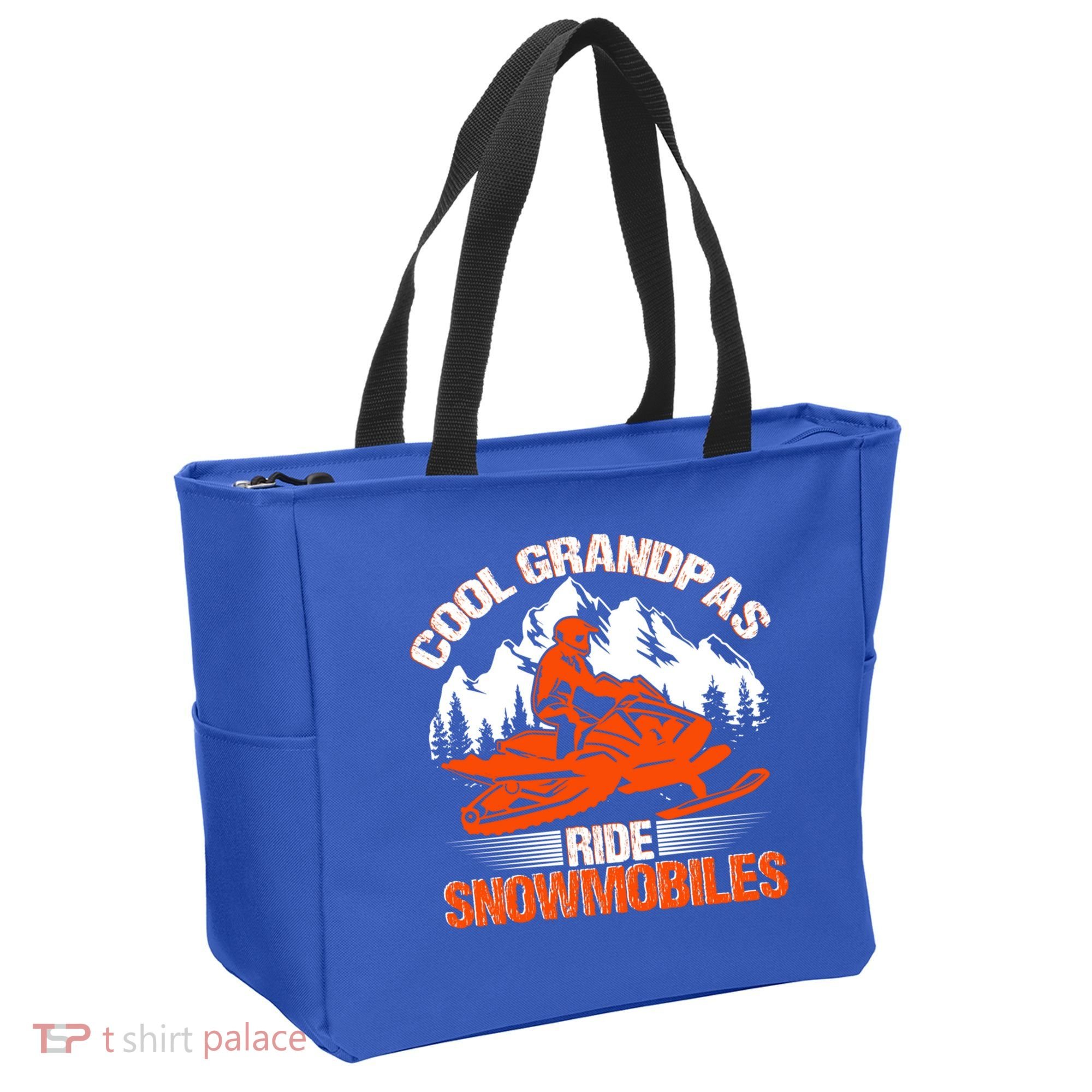 Cool Grandpas Ride Snowmobiles Funny Snowmobile Dad Grandpa Gift Tote Bag