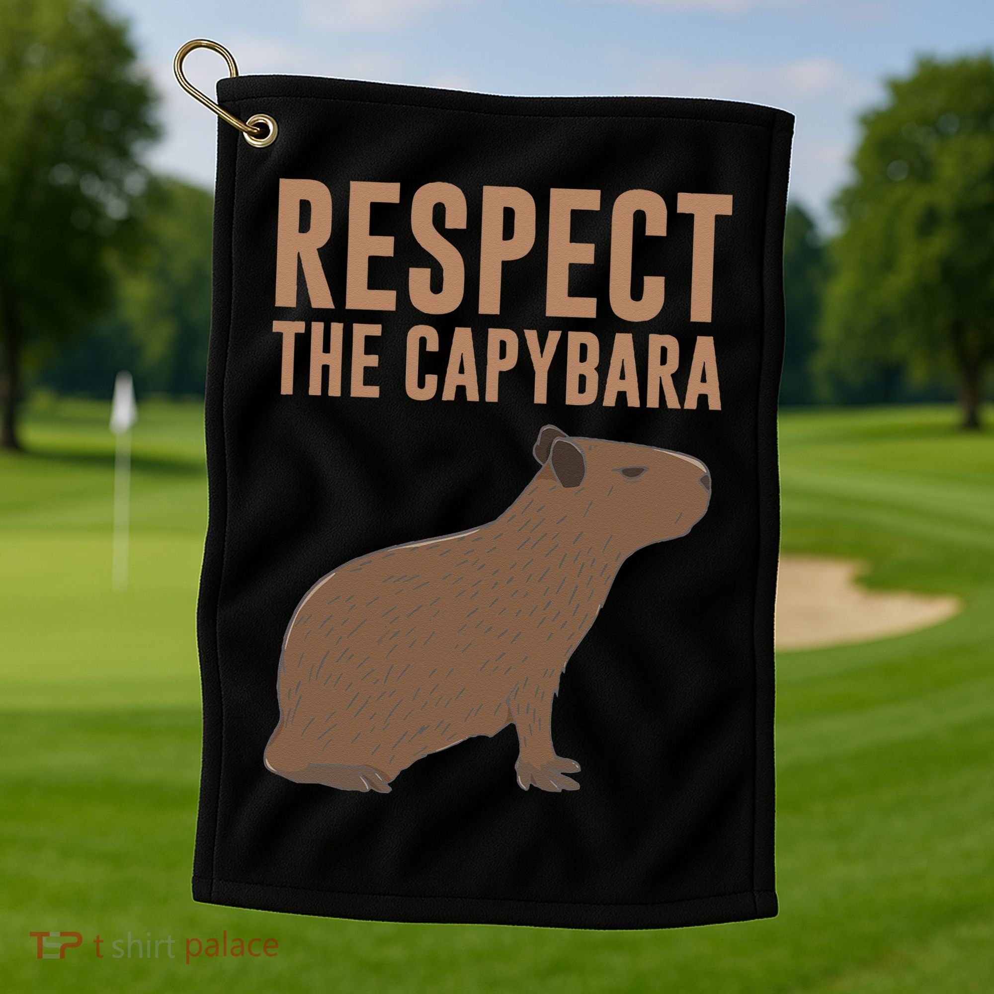 Capybara Gifts Respect The Capybara Cute Animal Golf Towel