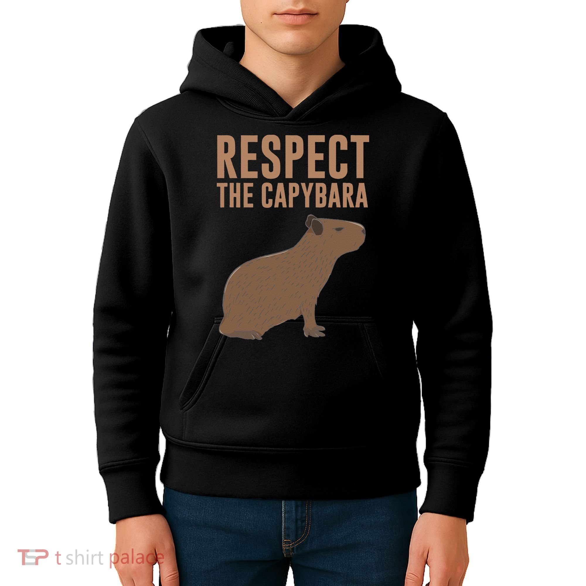 Capybara Gifts Respect The Capybara Cute Animal Kids Hoodie
