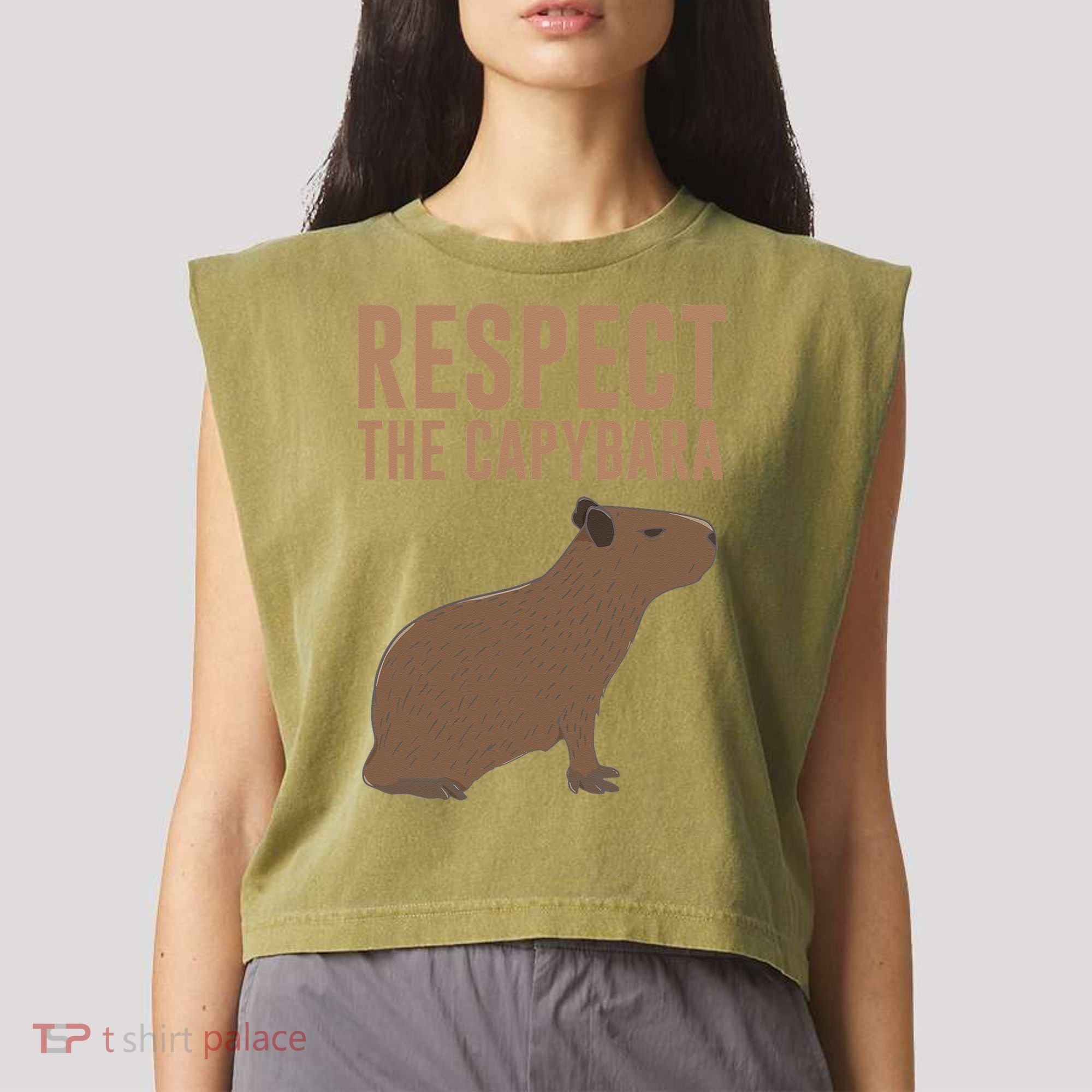 Capybara Gifts Respect The Capybara Cute Animal Garment-Dyed Women's Muscle Tee