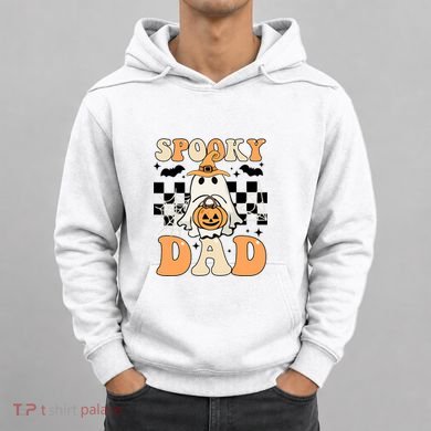 Cute Ghost Retro Spooky Season Halloween Spooky Dad Hoodie
