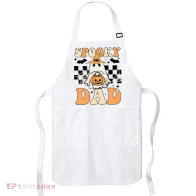 Cute Ghost Retro Spooky Season Halloween Spooky Dad Apron