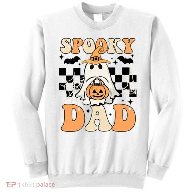 Cute Ghost Retro Spooky Season Halloween Spooky Dad Sweatshirt