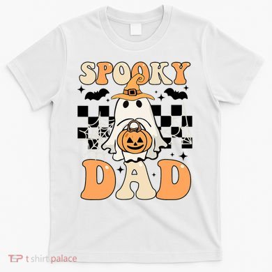 Cute Ghost Retro Spooky Season Halloween Spooky Dad T-Shirt