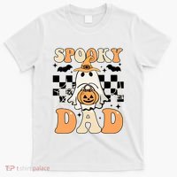 Cute Ghost Retro Spooky Season Halloween Spooky Dad T-Shirt thumb 0