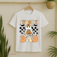 Cute Ghost Retro Spooky Season Halloween Spooky Dad T-Shirt thumb 2