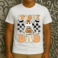 Cute Ghost Retro Spooky Season Halloween Spooky Dad T-Shirt thumb 3