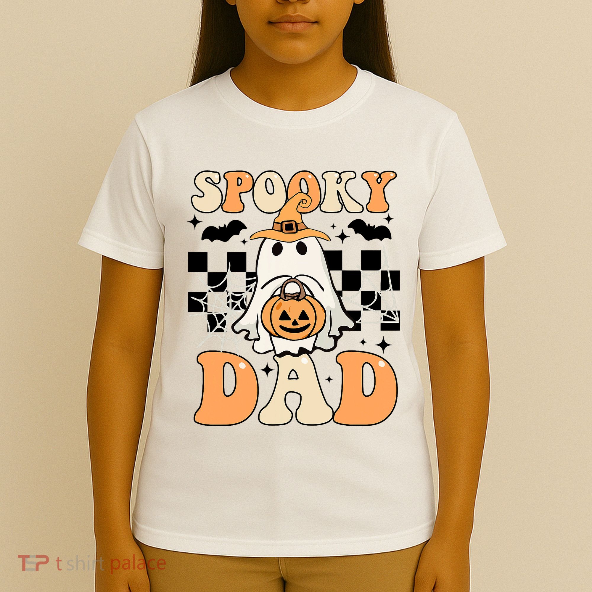 Cute Ghost Retro Spooky Season Halloween Spooky Dad T-Shirt