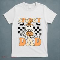 Cute Ghost Retro Spooky Season Halloween Spooky Dad T-Shirt thumb 5