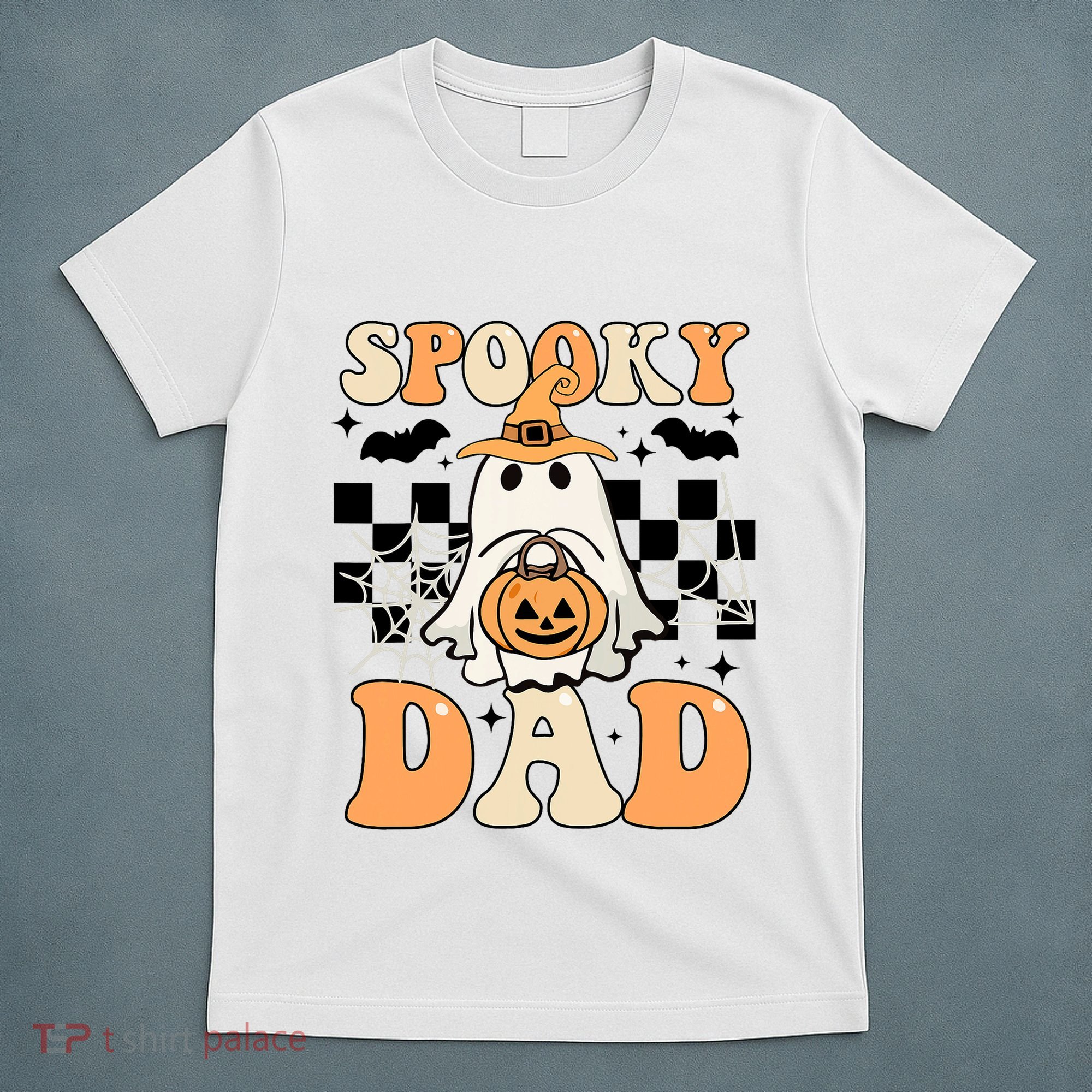 Cute Ghost Retro Spooky Season Halloween Spooky Dad T-Shirt