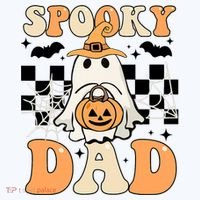 Cute Ghost Retro Spooky Season Halloween Spooky Dad T-Shirt thumb 7