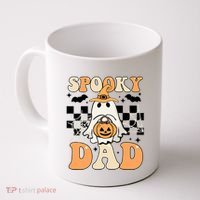 Cute Ghost Retro Spooky Season Halloween Spooky Dad Coffee Mug thumb 0