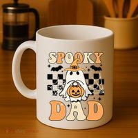 Cute Ghost Retro Spooky Season Halloween Spooky Dad Coffee Mug thumb 4
