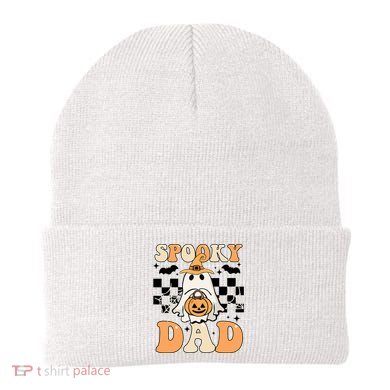 Cute Ghost Retro Spooky Season Halloween Spooky Dad Beanie