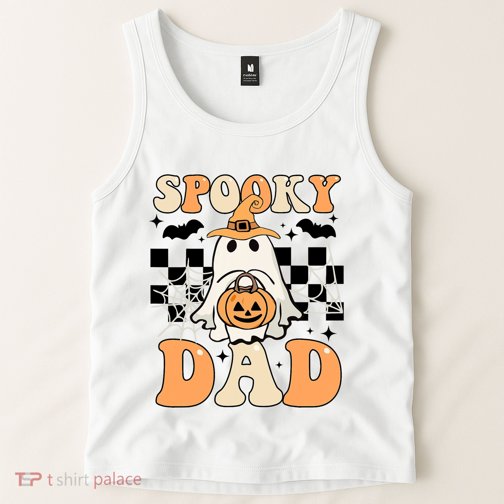 Cute Ghost Retro Spooky Season Halloween Spooky Dad Tank Top