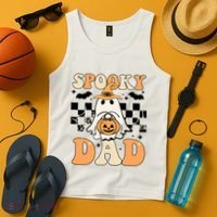 Cute Ghost Retro Spooky Season Halloween Spooky Dad Tank Top thumb 4