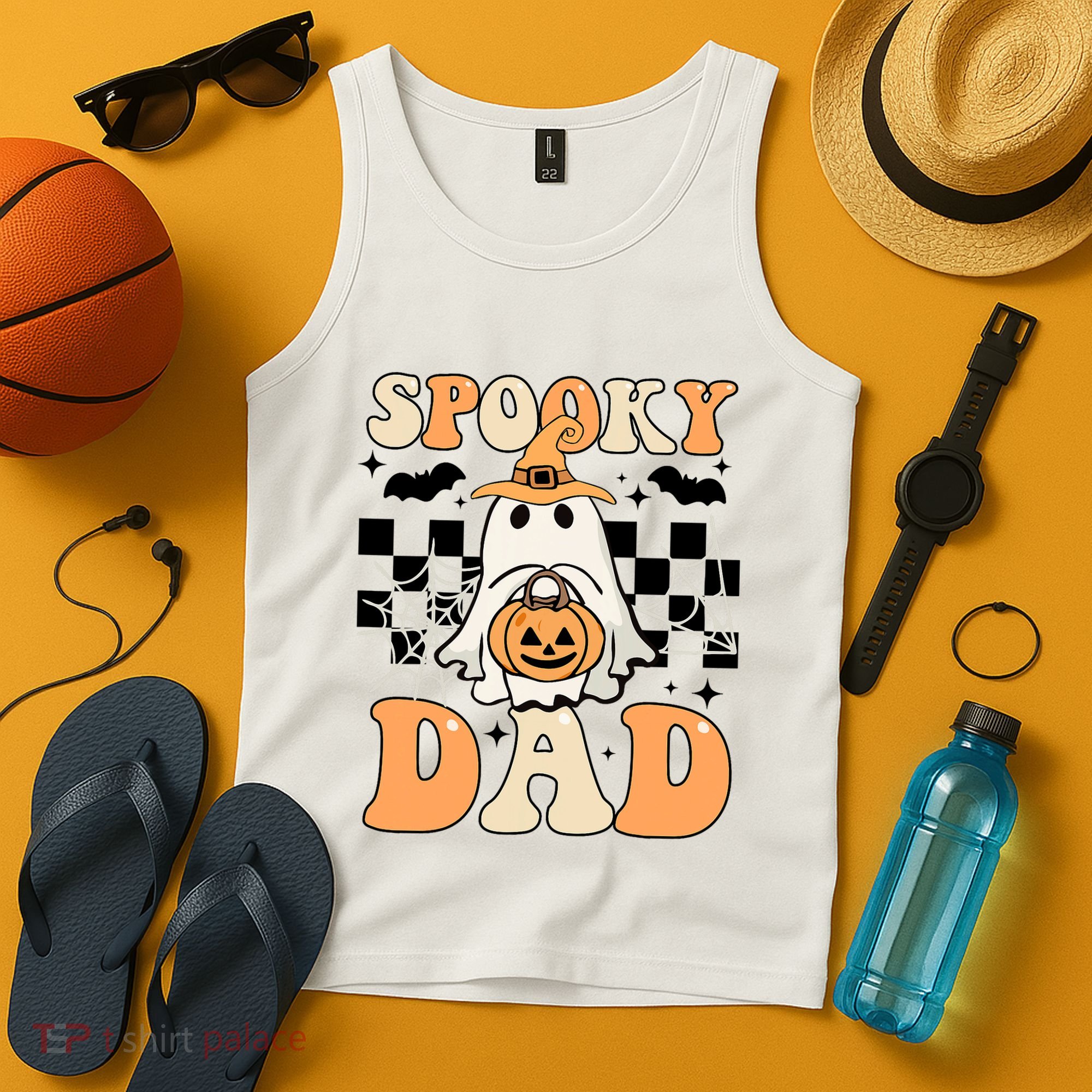 Cute Ghost Retro Spooky Season Halloween Spooky Dad Tank Top