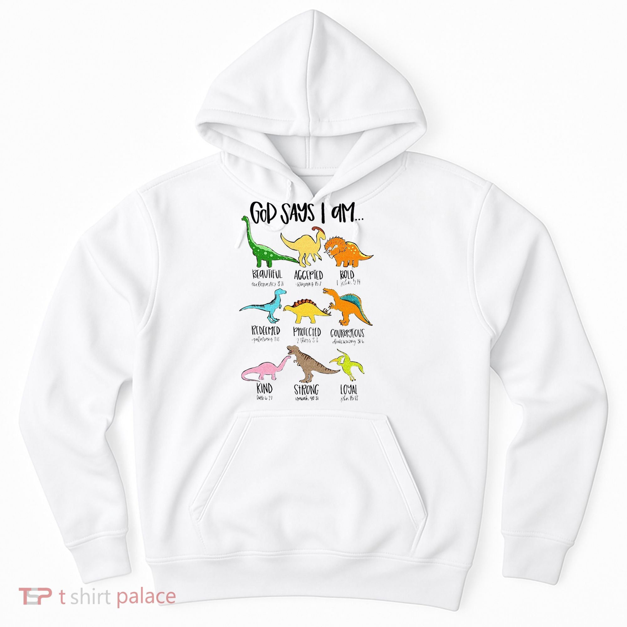 Cute God Says I Am Dinosaur Lover Funny Christian Kids Hoodie