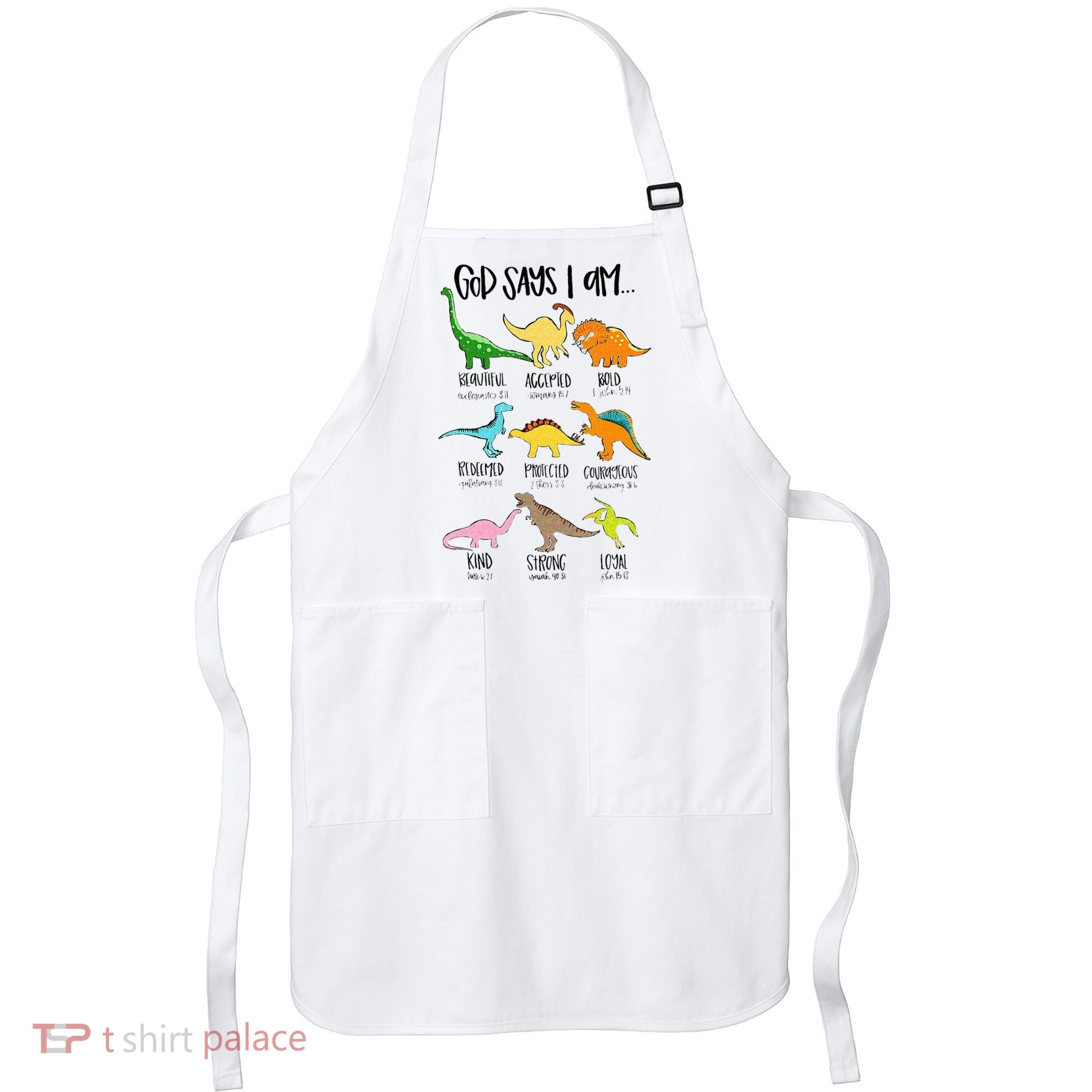 Cute God Says I Am Dinosaur Lover Funny Christian Kids Apron
